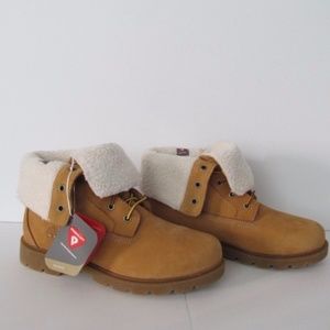 Timberland Linden Woods Fold Down Leather Boot Shearling Womens 8.5 NWT Lug Sole